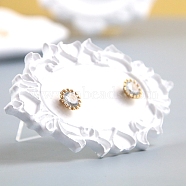 Resin Earring Jewelry Display Stand, with Plastic Holder, White, 10.1x5.9x0.55cm, Hole: 1.5mm(EDIS-H035-03)