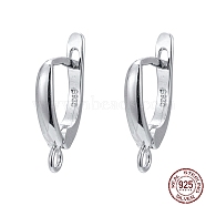 Rhodium Plated 925 Sterling Silver Leverback Earrings, with 925 Stamp, Platinum, 17.5x11x3mm, Hole: 1.5mm, Pin: 0.7mm(X-STER-K168-003P)