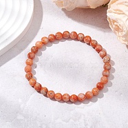 Natural Orange Calcite Beads Stretch Bracelets for Women Men, Inner Diameter: 2-1/4 inch(5.7cm)(BJEW-JB11354)