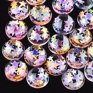 Resin Cabochons, with Paillette, Dome/Half Round, Colorful, 10x4mm(CRES-Q208-05C)