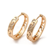 Brass Micro Pave Cubic Zirconia Hoop Earrings, Crescent Moon, Light Gold, 25x5mm(EJEW-C073-12KCG)