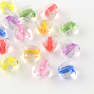 Heart Transparent Acrylic Beads, Mixed Color, 9.5x10.5x7mm, Hole: 2mm(X-TACR-S120-01)