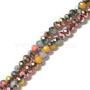 Electroplated Glass Beads Strands, Multi-color Plated, Faceted, Abacus, Gold, 3x2.5mm, Hole: 0.7mm, about 186pcs/strand, 17.32 inch(44cm)(GLAA-G097-02A-01)