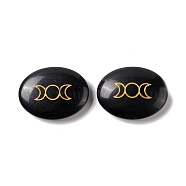 Natural Obsidian Healing Massage Palm Stones, Pocket Worry Stone, for Anxiety Stress Relief Therapy, Oval with Triple Moon, 33x43x11~12mm(G-E579-03D)