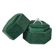 Gorgecraft Velvet Ring Boxes, Hexagon, Dark Green, 4.3x4.9x4.3cm(VBOX-GF0001-02B)