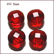 Imitation Austrian Crystal Beads, Grade AAA, Faceted, Flat Round, Dark Red, 12x6.5mm, Hole: 0.9~1mm(SWAR-F070-12mm-05)