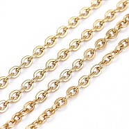 3.28 Feet Ion Plating(IP) 304 Stainless Steel Cable Chains, for DIY Jewelry Making, Soldered, Flat Oval, Golden, 2.5x2x0.5mm(X-CHS-H007-55G)