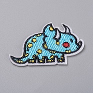 Computerized Embroidery Cloth Iron on/Sew on Patches, Costume Accessories, Appliques, for Backpacks, Clothes, Dinosaur, Light Sky Blue, 32x49x2mm(DIY-I024-07)