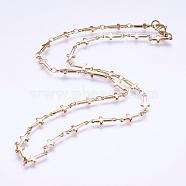 304 Stainless Steel Chain Necklaces, with Lobster Claw Clasps, Ion Plating (IP), Cross, Golden, 17.9 inch(45.5cm)(STAS-P164-01G)