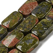 Natural Unakite Beads Strands, Rectangle, 17~18x12.5~13x6~6.5mm, Hole: 1mm, about 22pcs/strand, 15.35''(39cm)(G-M420-M01-02)