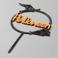 Acrylic Halloween Word Cake Insert Card Decoration, for Halloween Cake Decoration, Orange, 140x95x1mm(DIY-H109-01)