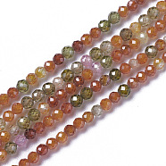 Cubic Zirconia Beads Strands, Faceted, Round, Colorful, 3x2.5~3mm, Hole: 0.3mm, about 114~141pcs/strand, 15.1~16.4 inch(38.4~41.8cm)(X-G-F596-48A-3mm)