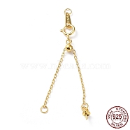925 Sterling Silver Chain Extenders, Slider Cable Chain with Spring Clasp & S925 Stamp, for Half Drilled Pearl Beads, Real 18K Gold Plated, 46~71mm(STER-G036-21G)