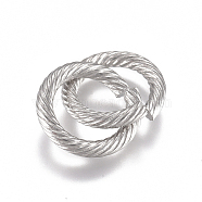 304 Stainless Steel Twisted Jump Rings, Open Jump Rings, Round Ring, Stainless Steel Color, 12 Gauge, 13x2mm, Inner Diameter: 9mm(STAS-G225-11P)