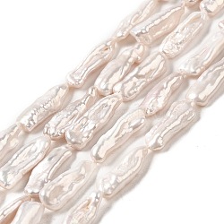 Natural Keshi Pearl Beads Strands, Baroque Pearls, Cultured Freshwater Pearl, Rectangle, Grade 4A+, PapayaWhip, 14.5~19x6.5~7.5x4.5~5mm, Hole: 0.6mm, about 20~21pcs/strand, 15.16~15.75 inch(38.5~40cm)(PEAR-E016-043)