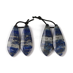 2Pcs Natural Lapis Lazuli Pendants, Gems Charms, Teardrop, 38x13.5x4mm, Hole: 1mm(G-A228-02E)