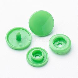 Resin Snap Fasteners, Raincoat Buttons, Flat Round, Light Green, 12x6.5mm, Pin: 2mm(X-SNAP-A057-001L)