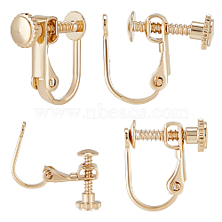 20Pcs Brass Clip-on Earring Findings, Screw Back Non Pierced Earring Converter, Real 24K Gold Plated, 14.5x12.5x5mm(KK-BBC0004-83)