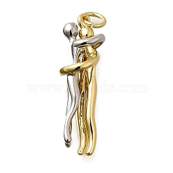 Brass Pendants, Human Charms, Rack Plating, Cadmium Free & Lead Free, Long-Lasting Plated, with Jump Ring, Platinum & Golden, 27x8.5x8mm, Hole: 3mm(KK-P295-27G)