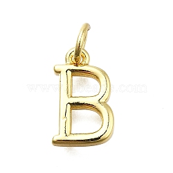 Brass Pendants, With Jump Ring, Long-Lasting Plated, Lead Free & Cadmium Free, Rack Plating, Real 18K Gold Plated, Letter B, 12x7.5x2mm, Hole: 3mm(KK-K400-51G-B)