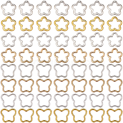 80Pcs 8 Styles Zinc Alloy Bead Frame, Flower & Butterfly, Mixed Color, 14.5~15.5x15.5~16x3mm, Hole: 1.2mm~1.5mm, 10pcs/style(FIND-SP0020-76)