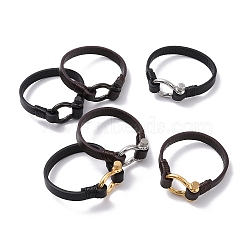 Microfiber Cord Bracelets, Gothic Style Bracelets for Men Women, with 304 Stainless Steel Shackle Clasps, Mixed Color, 8-1/2 inch(21.5cm)(BJEW-P278-04)