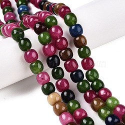 Dyed Natural White Jade Beads Strands, Barrel, Medium Violet Red, 10x8.5~9mm, Hole: 1mm, about 43~45pcs/strand, 14.76~15.6''(37.5~39cm)(G-T138-210A)