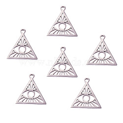 201 Stainless Steel Pendants,  Triangular, Stainless Steel Color, 15x14.5x0.5mm, Hole: 1.5mm(STAS-CJC0008-03P)