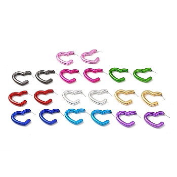 Heart Acrylic Stud Earrings, Half Hoop Earrings with 316 Surgical Stainless Steel Pins, Mixed Color, 31x5mm