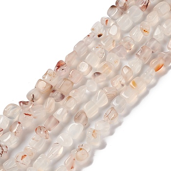 Natural Agate Beads Strands, Nuggets, White, 5~11x5~12x5~11mm, Hole: 1~1.4mm, about 39~50pcs/strand, 14.17~14.96 inch(36~38cm)