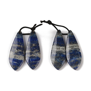 2Pcs Natural Lapis Lazuli Pendants, Gems Charms, Teardrop, 38x13.5x4mm, Hole: 1mm