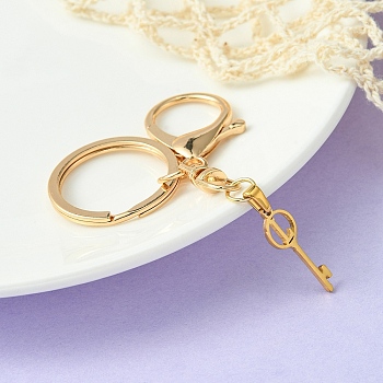 304 Stainless Steel Initial Letter Key Charm Keychains, with Alloy Clasp, Golden, Letter L, 8.8cm