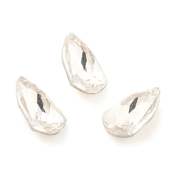 Glass Rhinestone Cabochons, Pointed Back & Back Plated, Faceted Teardrop, Clear, 8x5x3~3.5mm