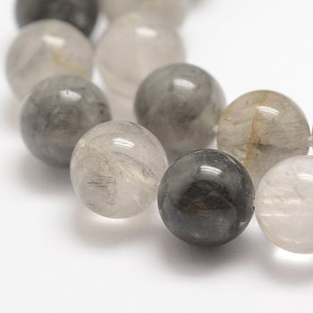 Natural Cloudy Quartz Beads Strands, Round, 8mm, Hole: 1mm, about 47pcs/strand, 15.5 inch(39cm)