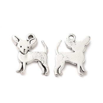Tibetan Style Alloy Charms, Dog Charm, Antique Silver, 14x12x2mm, Hole: 1.2mm, about 684pcs/500g