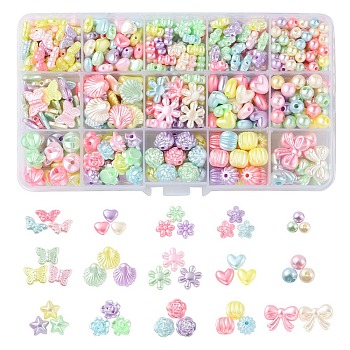 Imitation Pearl Acrylic Beads, Mixed Shapes, Mixed Color, 6~15.3x6~19.6x5.5~11mm, Hole: 1.2~3.3x1.2~3.3mm