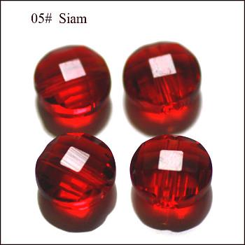 Imitation Austrian Crystal Beads, Grade AAA, Faceted, Flat Round, Dark Red, 12x6.5mm, Hole: 0.9~1mm