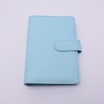 PU Leather Loose-leaf Notebook, with Magnetic Clasp, without Paper, Rectangle, Light Sky Blue, 18.9x13.9x3.6cm