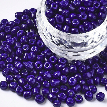 6/0 Glass Seed Beads, Baking Paint, Round Hole, Round, Dark Slate Gray, 4~5x3~5mm, Hole: 1.2~1.5mm, about 4500pcs/Pound