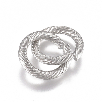 304 Stainless Steel Twisted Jump Rings, Open Jump Rings, Round Ring, Stainless Steel Color, 12 Gauge, 13x2mm, Inner Diameter: 9mm