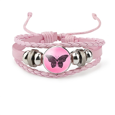 Pink Butterfly Imitation Leather Bracelets