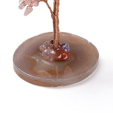 Natural Rose Quartz Chips & Agate Pedestal Display Decorations(DJEW-A001-04C)-4