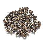 Iron Crimp Beads Covers, Antique Bronze, 4.5x4x3mm, Hole: 1.5mm, about 100pcs/bag(KK-CJC0001-06B-AB)