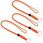 Polyester Keychains, with Iron Split Rings, Dark Orange, 460x30x12.5mm(KEYC-WH20005-014A)