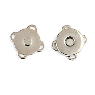 Zinc Alloy Purse Snap Clasps, Magnetic Clasps, Closure for Purse Handbag, Platinum, 1.9x1.9x0.55cm(PURS-PW0001-440A-P)
