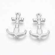 201 Stainless Steel Pendants, Anchor, Stainless Steel Color, 24x15x3mm, Hole: 1.5mm(STAS-O118-07P)