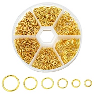 1 Box Iron Jump Rings Set, Mixed Sizes, Open Jump Rings, Round Ring, Golden, 18~21 Gauge, 4~10x0.7~1mm, Inner Diameter: 2.6~8mm, 10g/size, 6 sizes, about 1000pcs/box(IFIN-YW0001-44G)