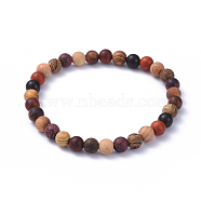 Wood Beads Stretch Bracelets, Round, 2-1/4 inch(5.7cm), Beads: 6mm(BJEW-JB05050-01)