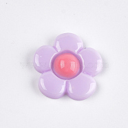 Resin Cabochons, Flower, Violet, 20x20~21x5~6mm(X-CRES-Q197-37F)