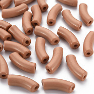 Opaque Acrylic Beads, Curved Tube, Chocolate, 36x13.5x11.5mm, Hole: 4mm, about 148pcs/500g(MACR-S372-001B-16-1328)